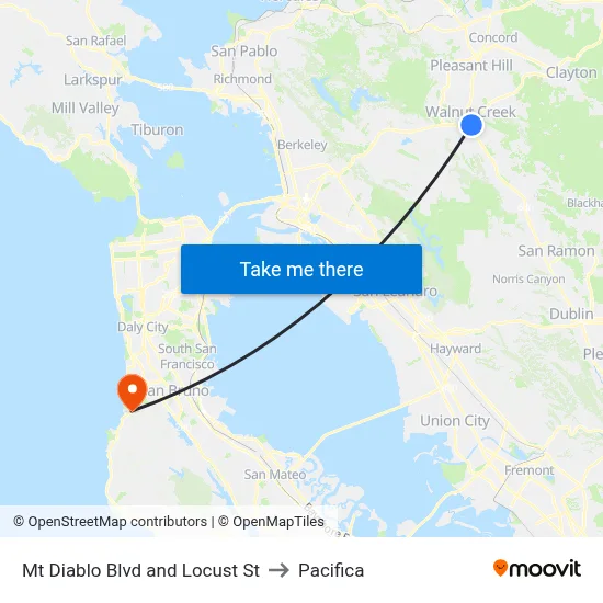 Mt Diablo Blvd and Locust St to Pacifica map