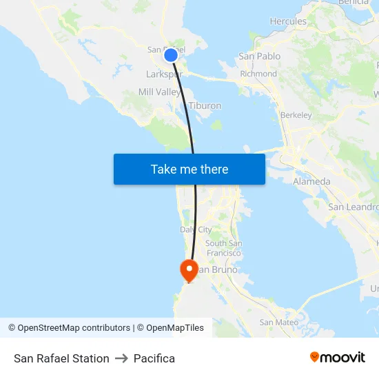 San Rafael Station to Pacifica map