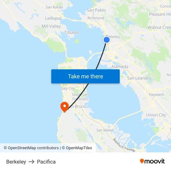 Berkeley to Pacifica map