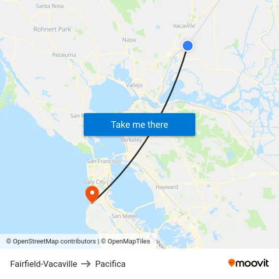 Fairfield-Vacaville to Pacifica map