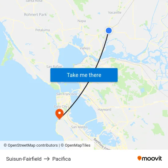 Suisun-Fairfield to Pacifica map