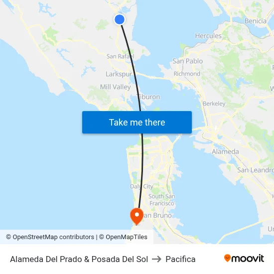 Alameda Del Prado & Posada Del Sol to Pacifica map