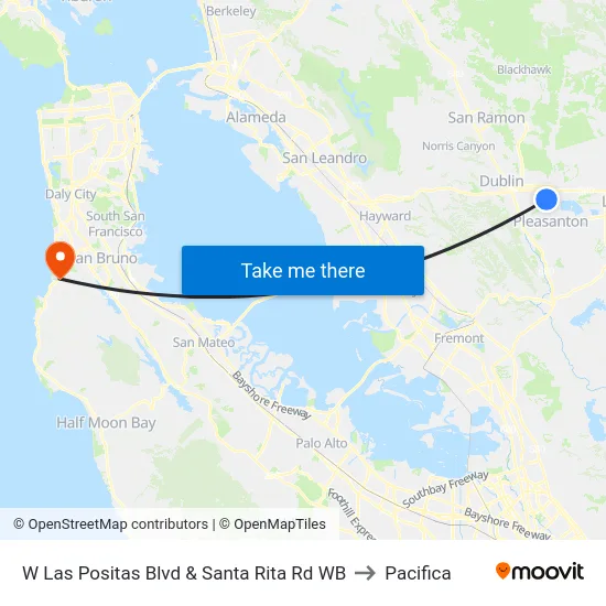 W Las Positas Blvd & Santa Rita Rd WB to Pacifica map