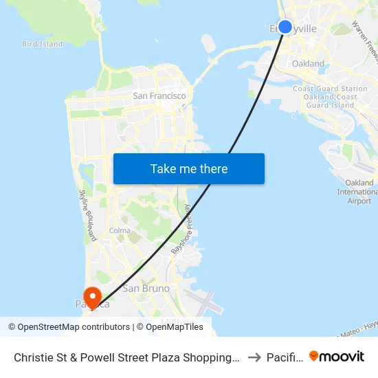Christie St & Powell Street Plaza Shopping Center to Pacifica map