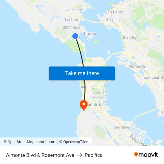 Almonte Blvd & Rosemont Ave to Pacifica map