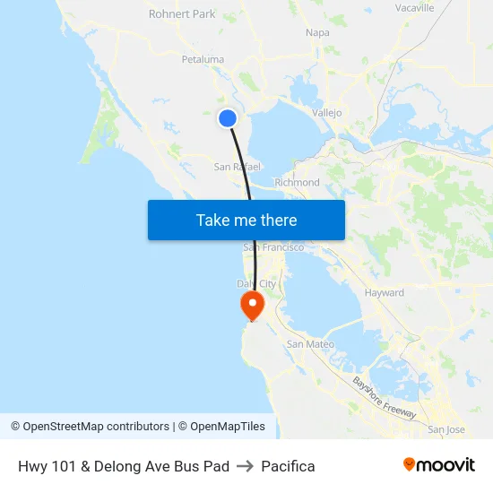 Hwy 101 & Delong Ave Bus Pad to Pacifica map