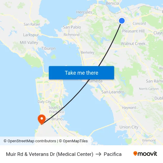 Muir Rd & Veterans Dr (Medical Center) to Pacifica map