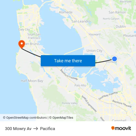 300 Mowry Av to Pacifica map