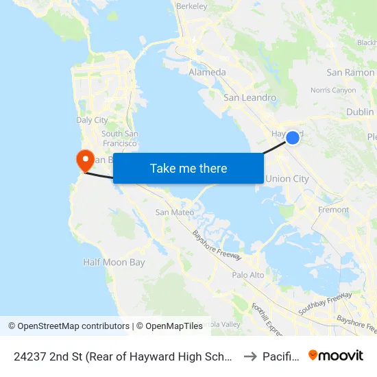24237 2nd St (Rear of Hayward High School) to Pacifica map