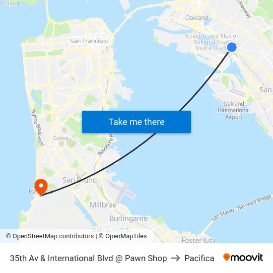 35th Av & International Blvd @ Pawn Shop to Pacifica map