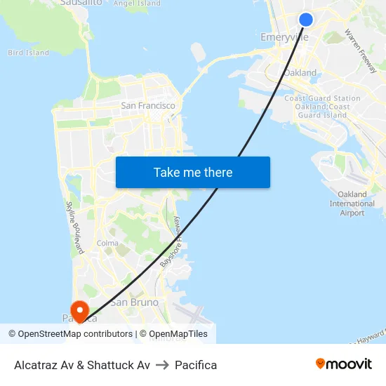 Alcatraz Av & Shattuck Av to Pacifica map