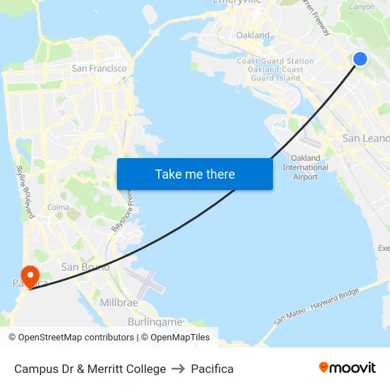 Campus Dr & Merritt College to Pacifica map