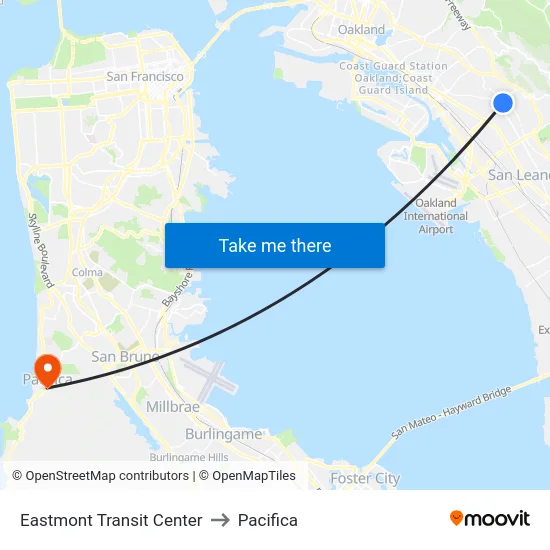 Eastmont Transit Center to Pacifica map