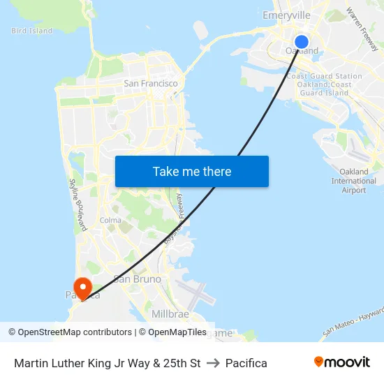 Martin Luther King Jr Way & 25th St to Pacifica map