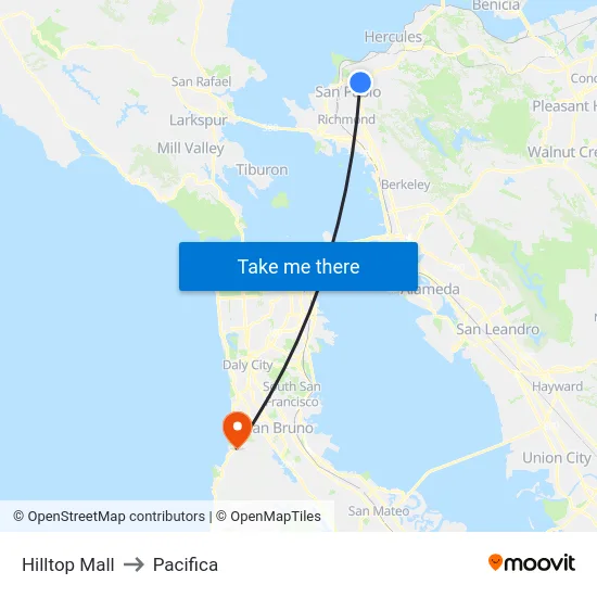 Hilltop Mall to Pacifica map