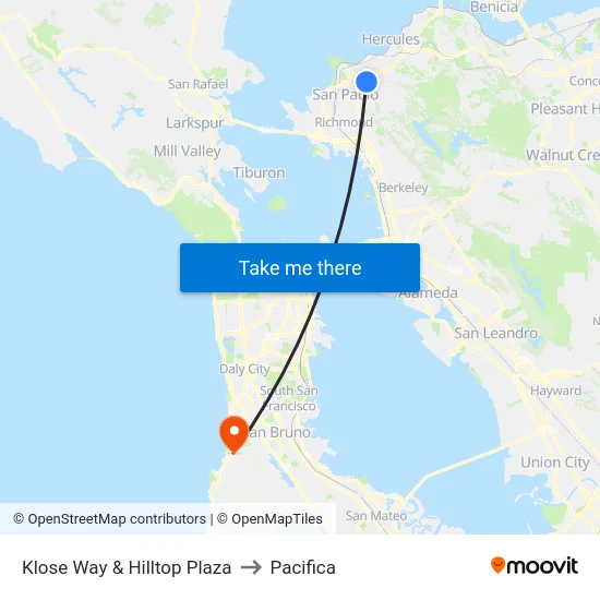 Klose Way & Hilltop Plaza to Pacifica map