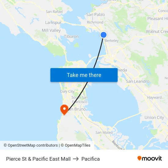 Pierce St & Pacific East Mall to Pacifica map