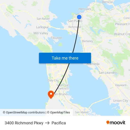3400 Richmond Pkwy to Pacifica map