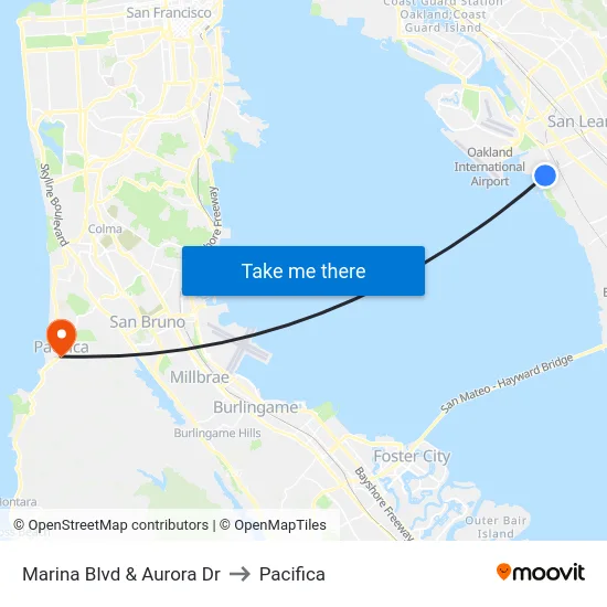 Marina Blvd & Aurora Dr to Pacifica map