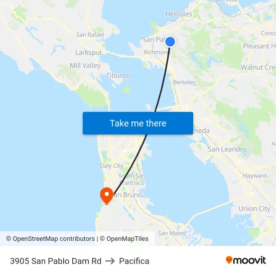 3905 San Pablo Dam Rd to Pacifica map