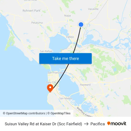 Suisun Valley Rd at Kaiser Dr (Scc Fairfield) to Pacifica map