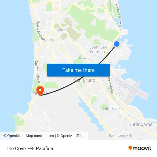 The Cove to Pacifica map