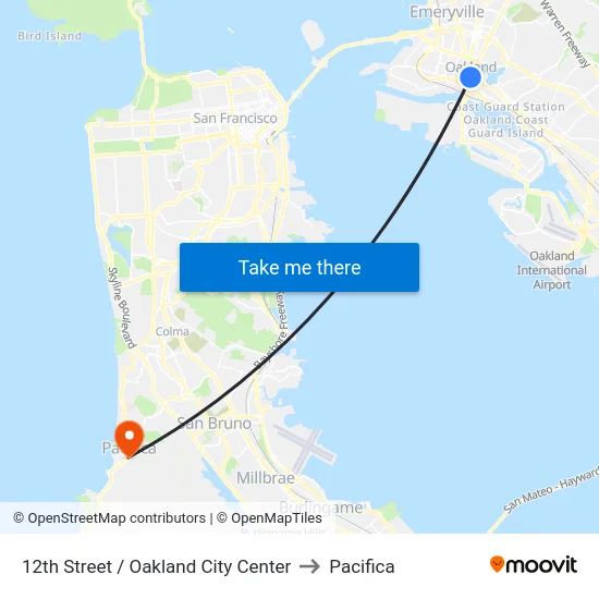 12th Street / Oakland City Center to Pacifica map
