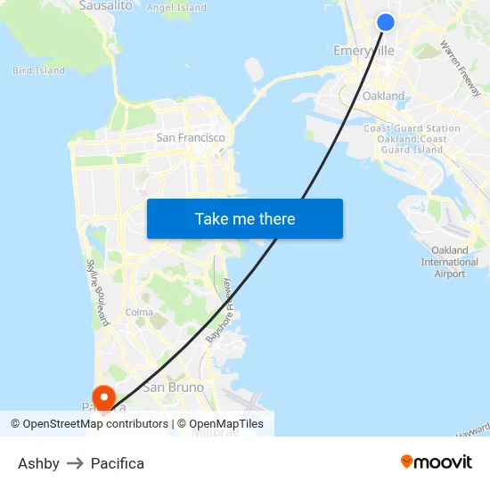 Ashby to Pacifica map