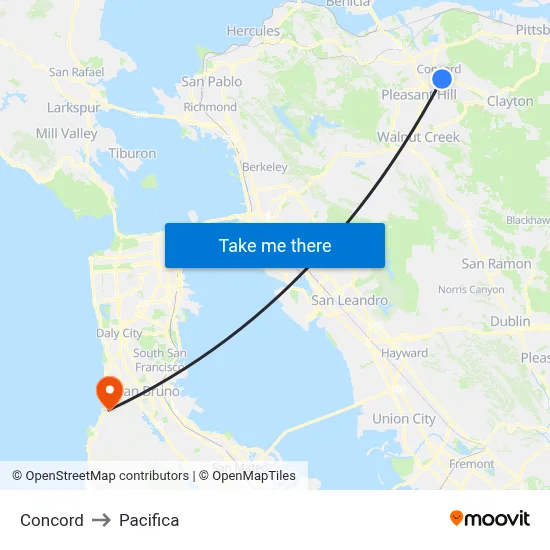 Concord to Pacifica map