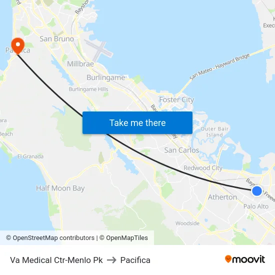 Va Medical Ctr-Menlo Pk to Pacifica map
