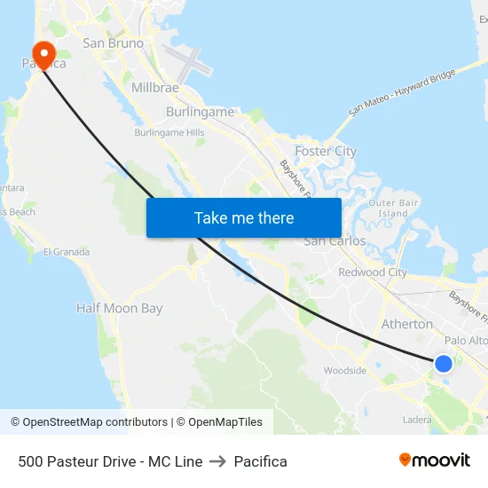 500 Pasteur Drive - MC Line to Pacifica map