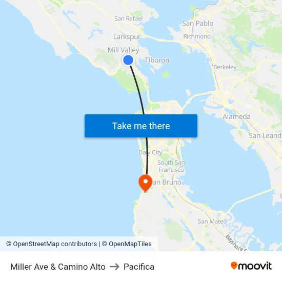 Miller Ave & Camino Alto to Pacifica map
