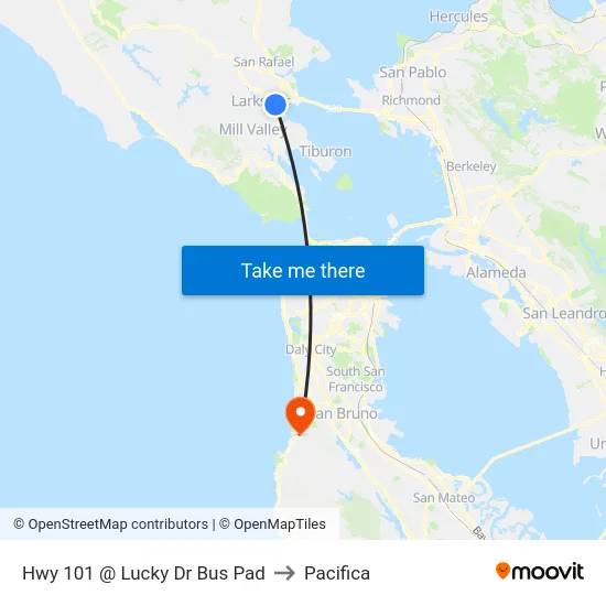 Hwy 101 @  Lucky Dr Bus Pad to Pacifica map