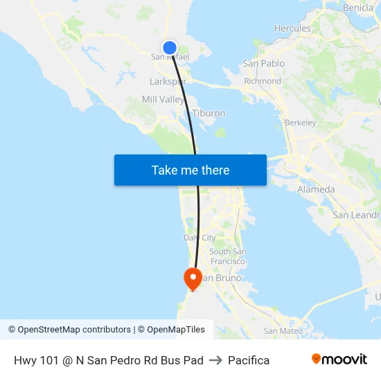 Hwy 101 @ N San Pedro Rd Bus Pad to Pacifica map