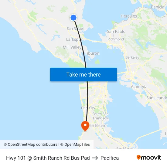 Hwy 101 @ Smith Ranch Rd Bus Pad to Pacifica map
