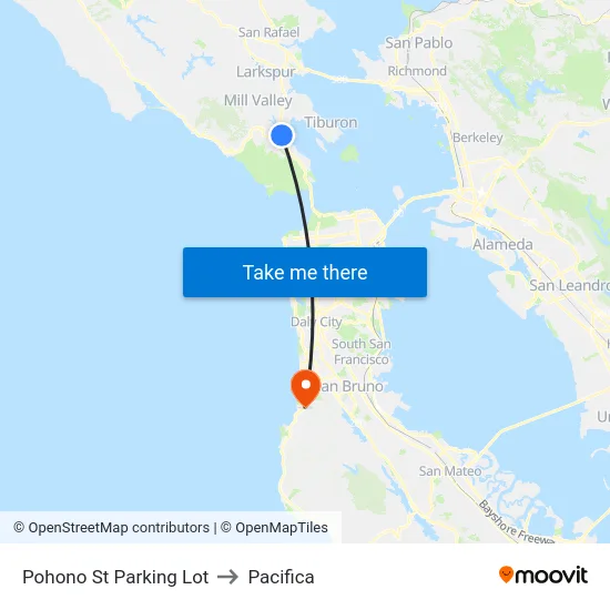 Pohono St Parking Lot to Pacifica map