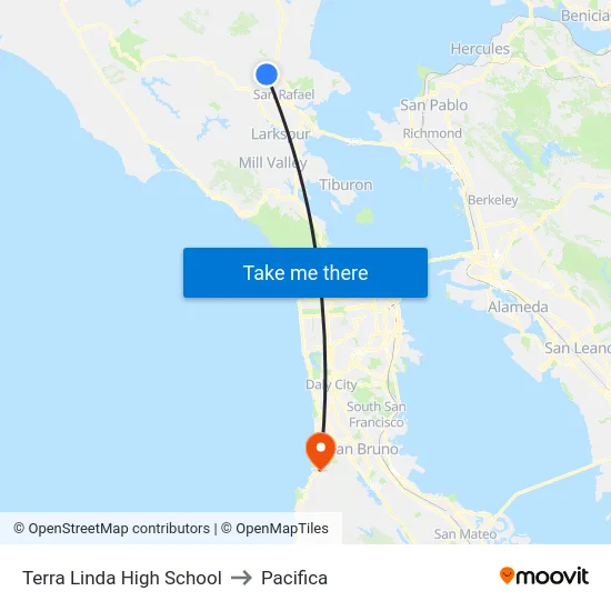 Terra Linda High School to Pacifica map