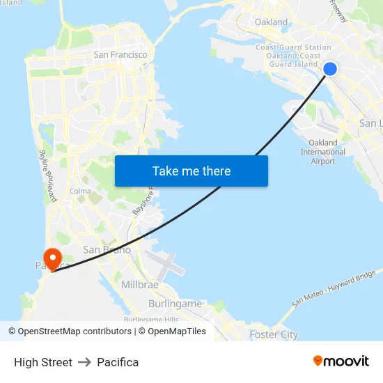 High Street to Pacifica map