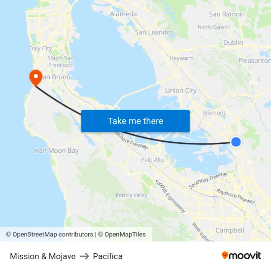 Mission & Mojave to Pacifica map