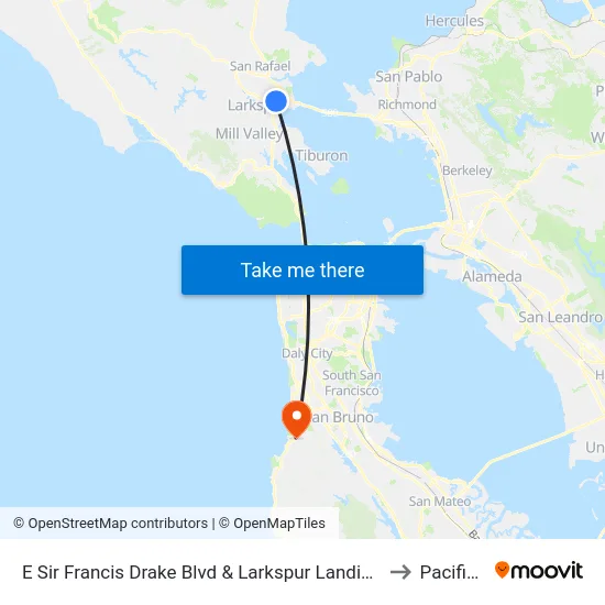 E Sir Francis Drake Blvd & Larkspur Landing to Pacifica map