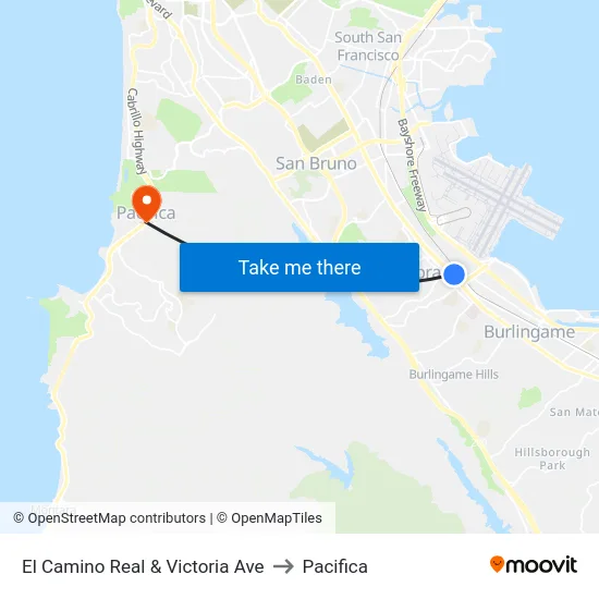 El Camino Real & Victoria Ave to Pacifica map