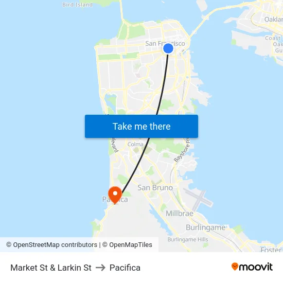 Market St & Larkin St to Pacifica map