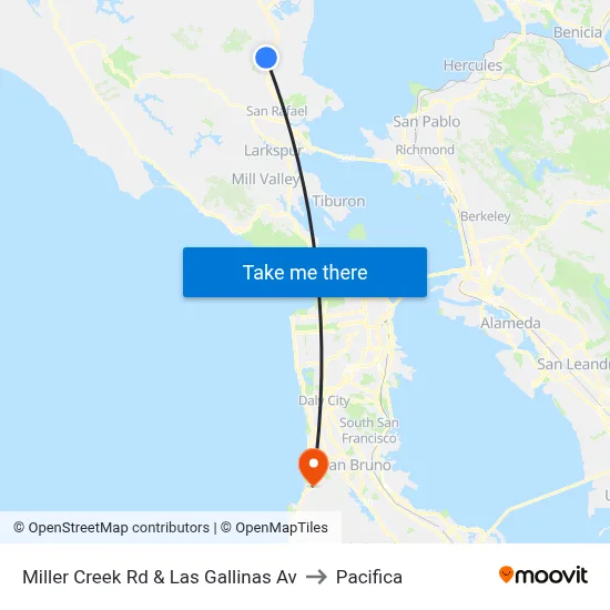 Miller Creek Rd & Las Gallinas Av to Pacifica map