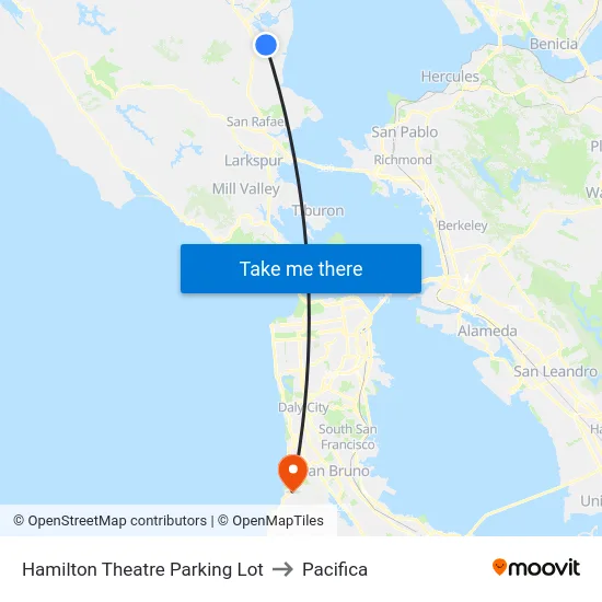Hamilton Theatre Parking Lot to Pacifica map