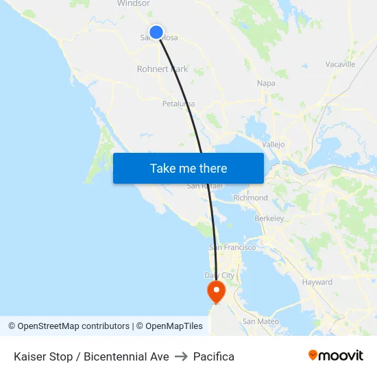 Kaiser Stop / Bicentennial Ave to Pacifica map