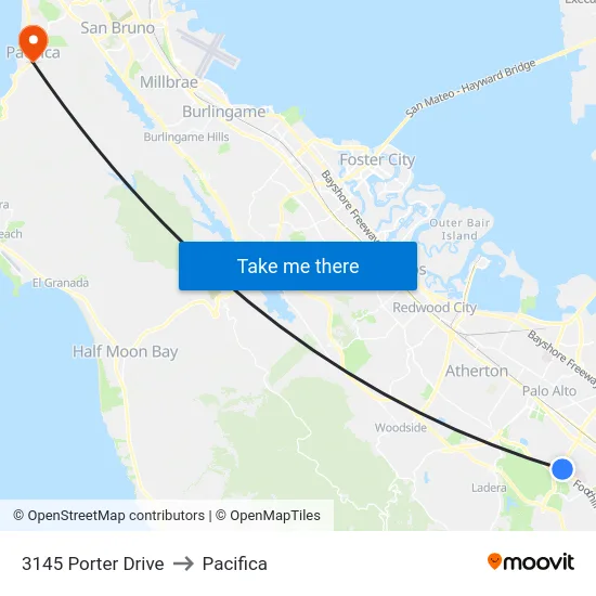 3145 Porter Drive to Pacifica map