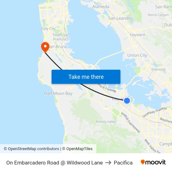 On Embarcadero Road @ Wildwood Lane to Pacifica map