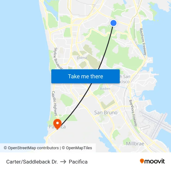 Carter/Saddleback Dr. to Pacifica map