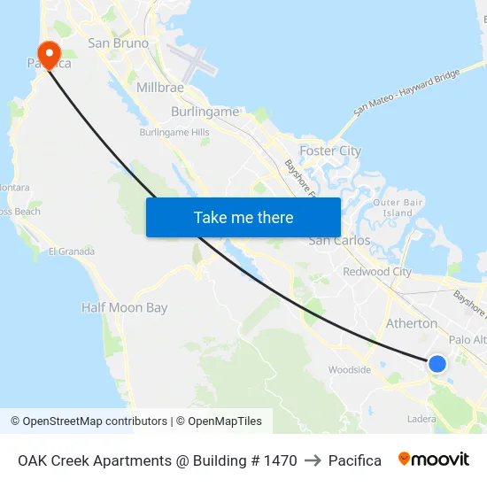 OAK Creek Apartments @ Building # 1470 to Pacifica map