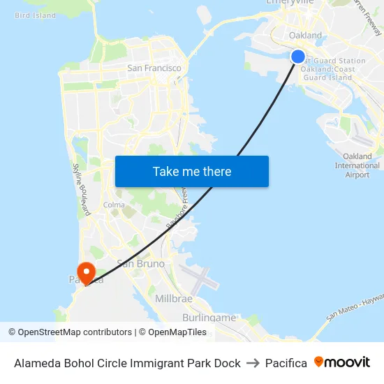 Alameda Bohol Circle Immigrant Park Dock to Pacifica map